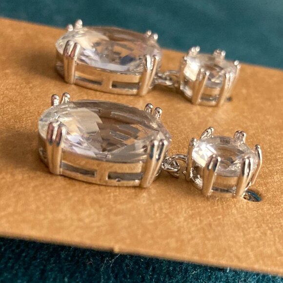 NEW Classic Clear Gems Earrings Faux Crystal Wedding Formal Cocktail Jewelry - Picture 6 of 13